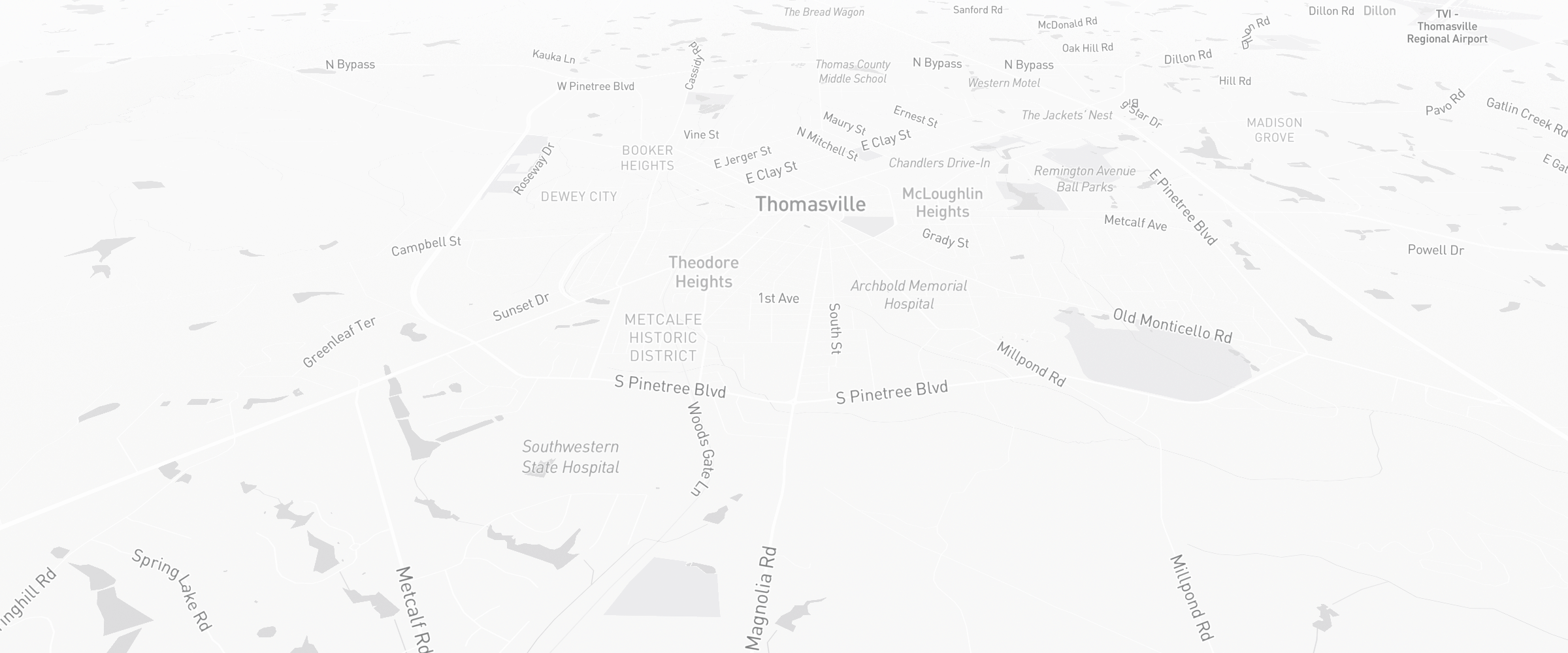 Neighborhood map of Thomasville, GA — the area served by Life Insurance Agents of Thomasville Group